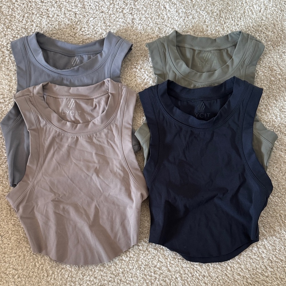 NWOT LYCIT Women's Tank Tops - Black, Navy, Taupe, Olive